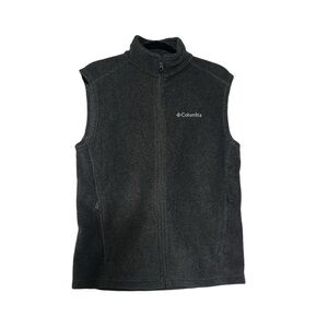Columbia Men's Fleece Vest Full Zip Black Silver Logo Size Small Outerwear